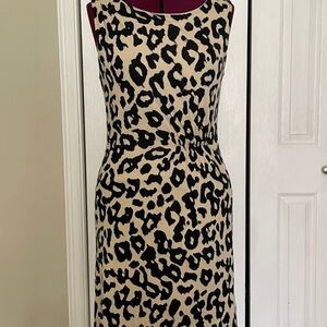LOFT Animal Print Midi Dress